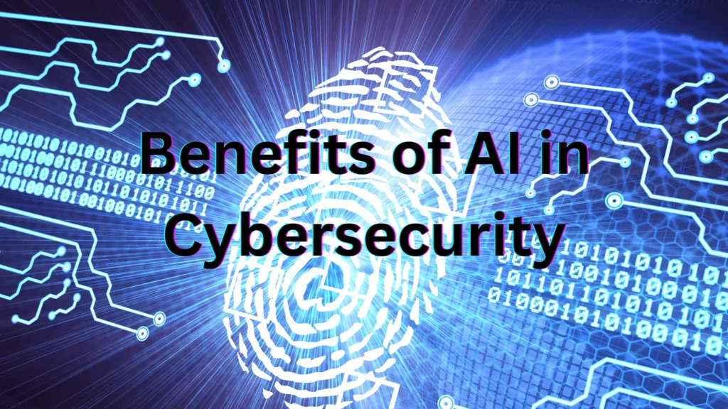 A diagram highlighting the key benefits of AI technology in strengthening cybersecurity defenses and mitigating risks.